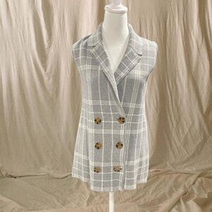 Chic Plaid Sleeveless Blazer Vest